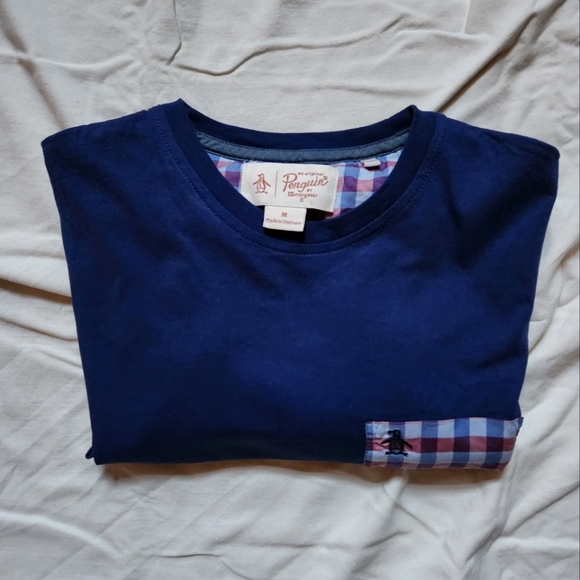 Original Penguin by Munsingwear Men's Short Sleeve Check Pattern Pocket Tee - Picture 5 of 5